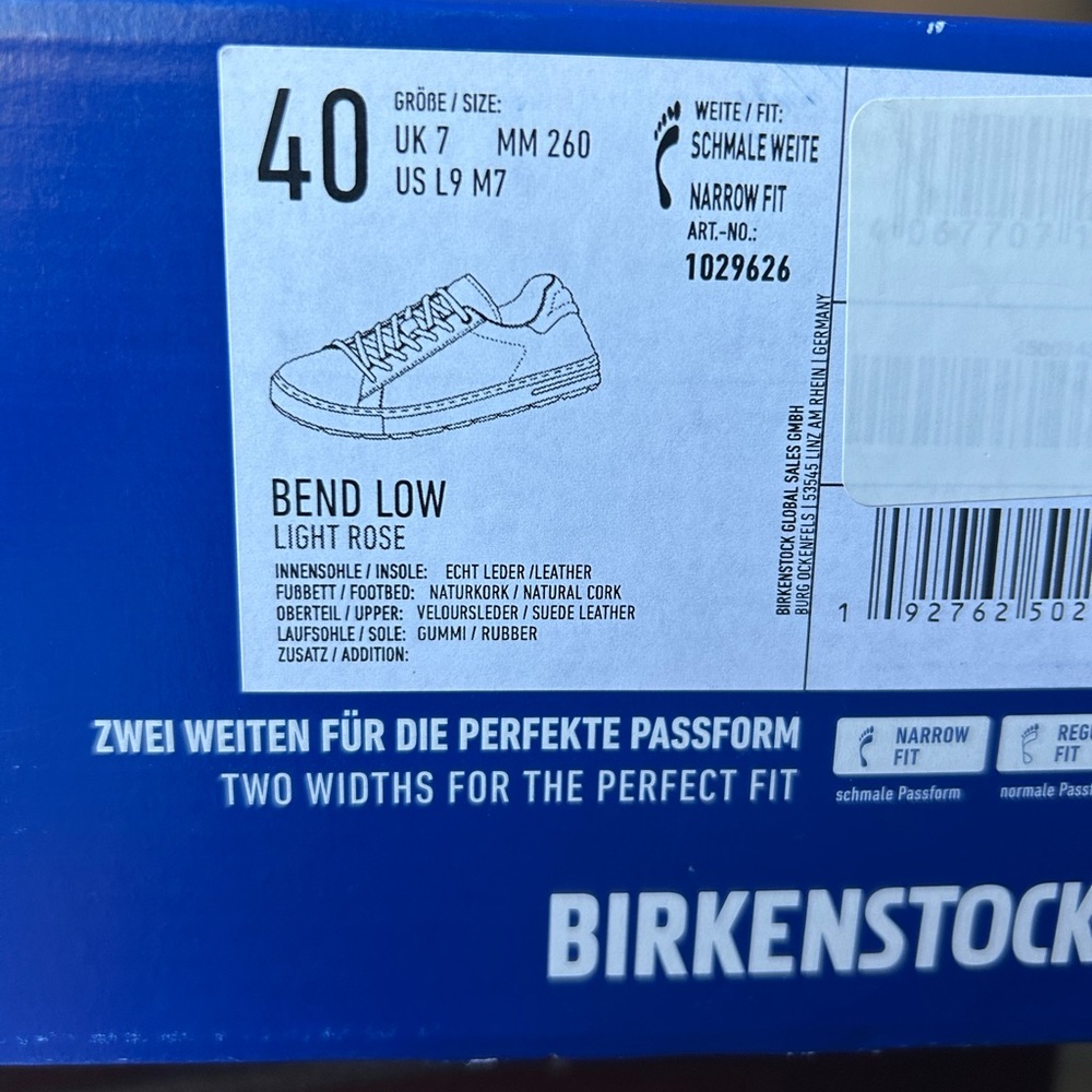 Birkenstock Bend Low Light Rose Suede Sneakers. Size 40. New in Box! - Picture 7 of 9